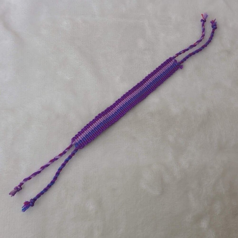 Hand Woven Braided Friendship Bracelet Shades of Purple Blue Pink Red - Picture 7 of 12